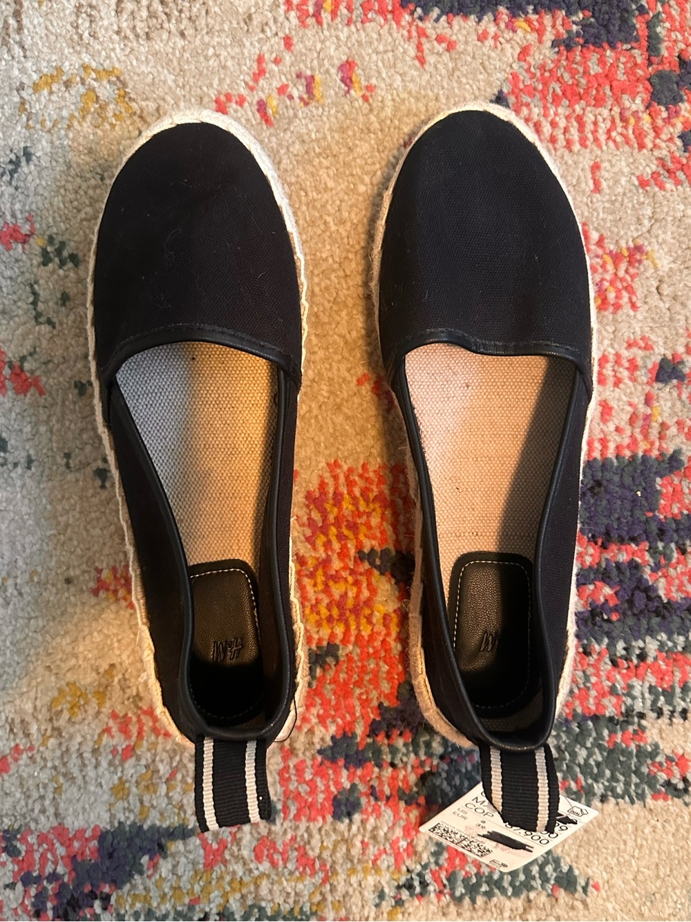 NWT H&M black espadrille slip ons size 8